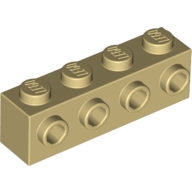Lego kostka (kostička) 1x4 s nopy na jedné straně, béžová (4177990, 4201062)